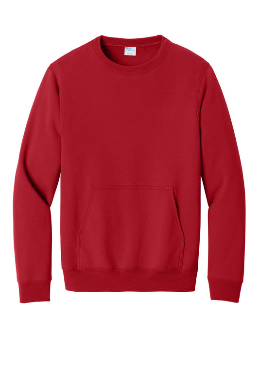 Port & Co Core Fleece Crewneck Pocket Sweatshirt PC78PKT