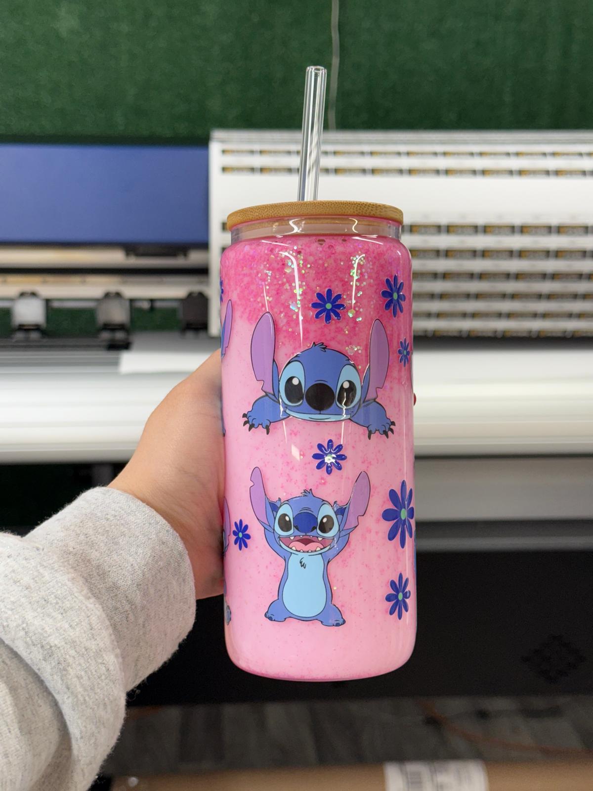 Stitch PINK Snow Globe Tumbler 16OZ