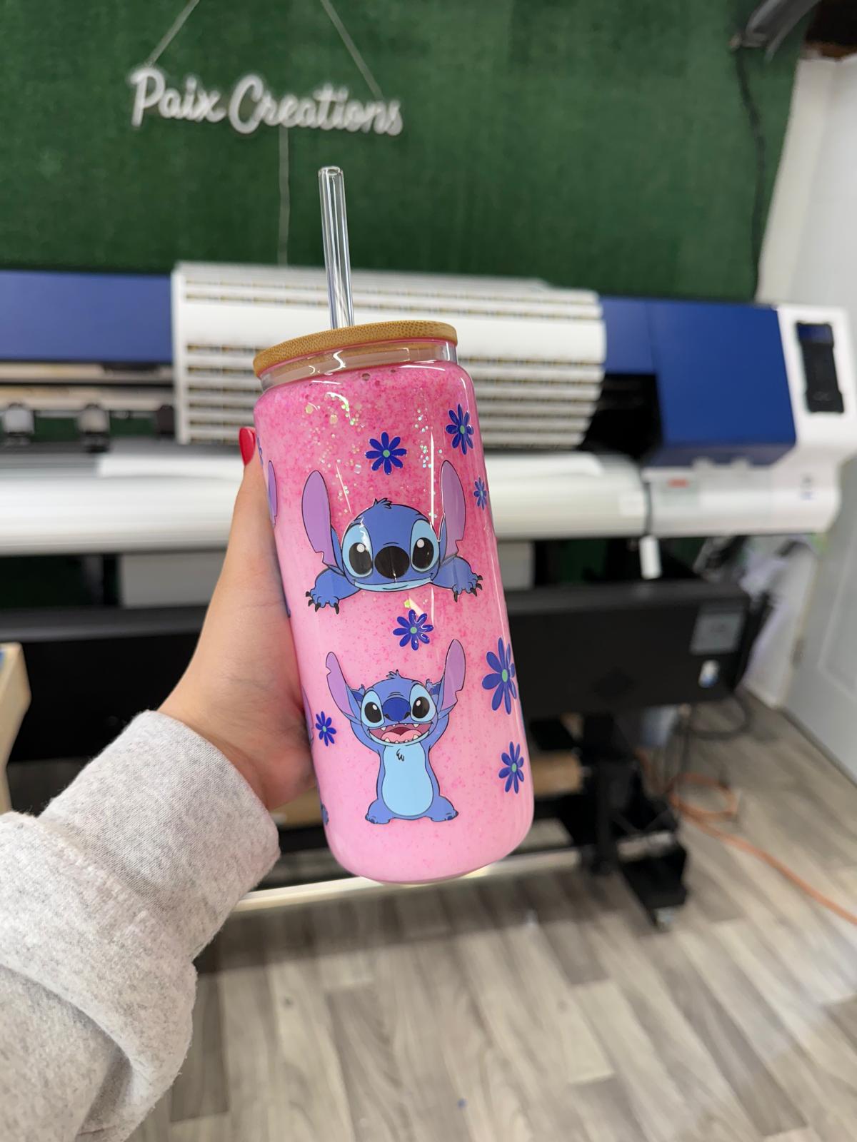 Stitch PINK Snow Globe Tumbler 16OZ