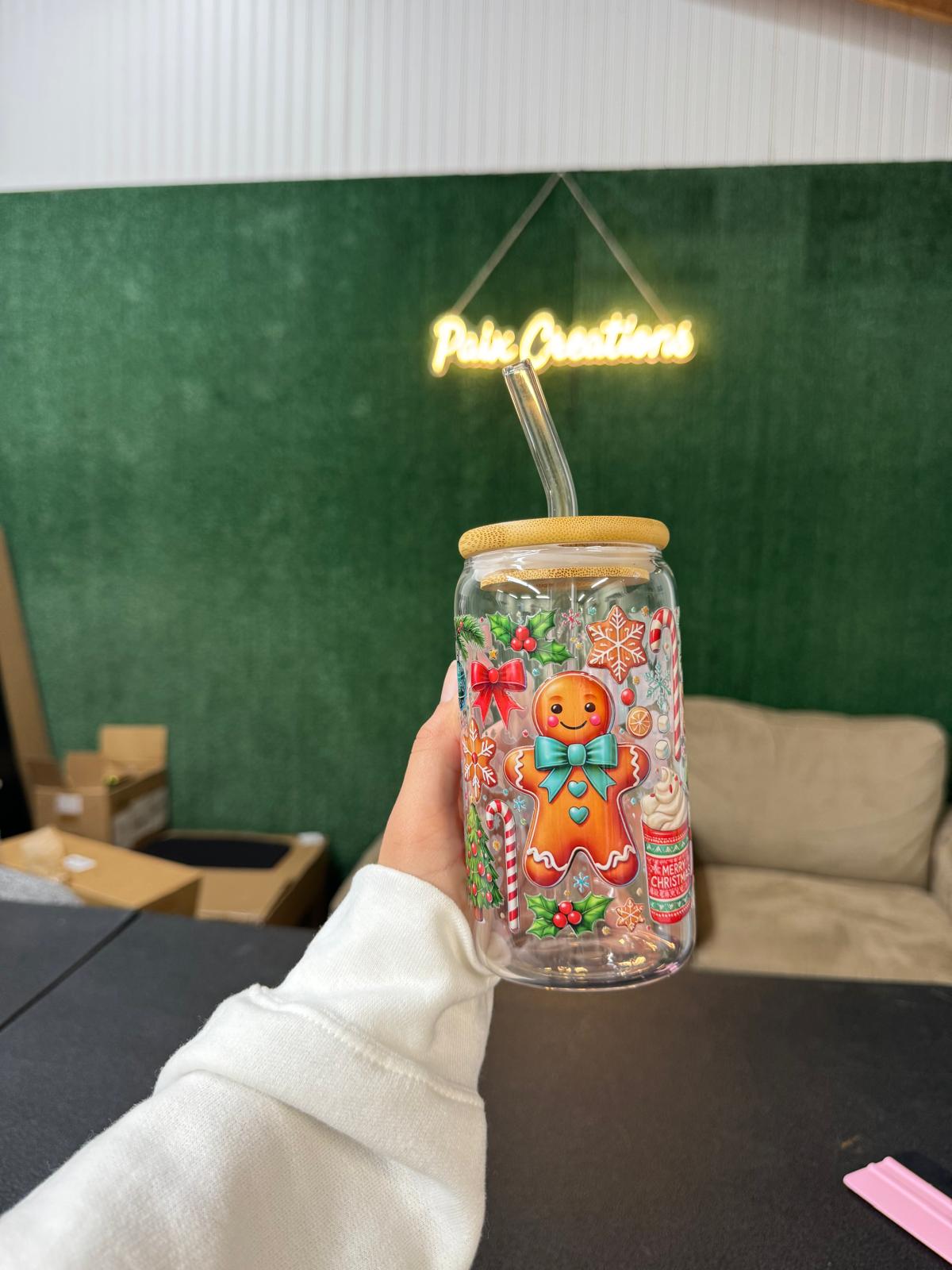 16OZ Christmas Glass Cup