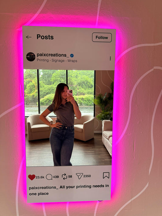 InstaGlow Mirror Sign — Custom 24" x 48" LED Instagram Mirror