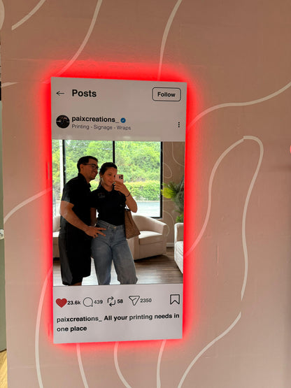 InstaGlow Mirror Sign — Custom 24" x 48" LED Instagram Mirror