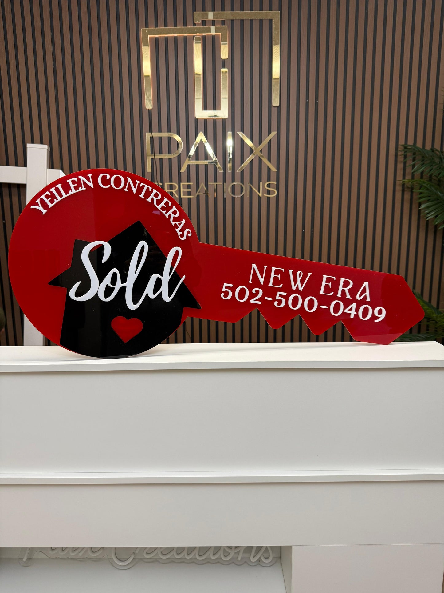Realtor Key Acrylic Sign in Louisville, KY, Personalized | Real Estate Office Sign