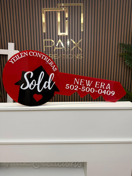 Realtor Key Acrylic Sign in Louisville, KY, Personalized | Real Estate Office Sign